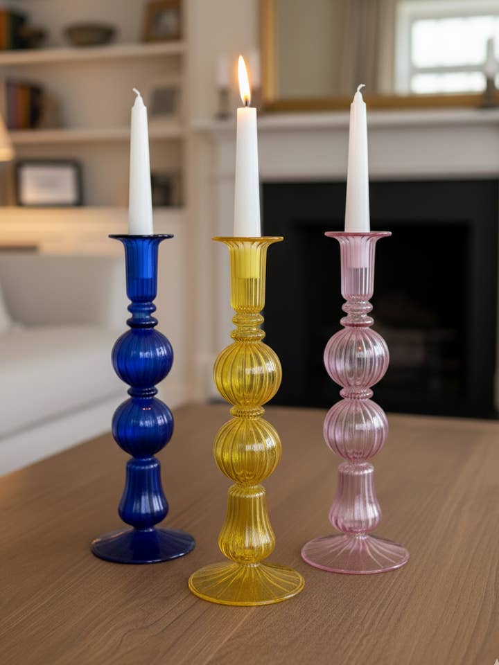 Handblåst Pebble Lantern-formad Glasljushållare för wholesale av Arabazaar Gallery LLC