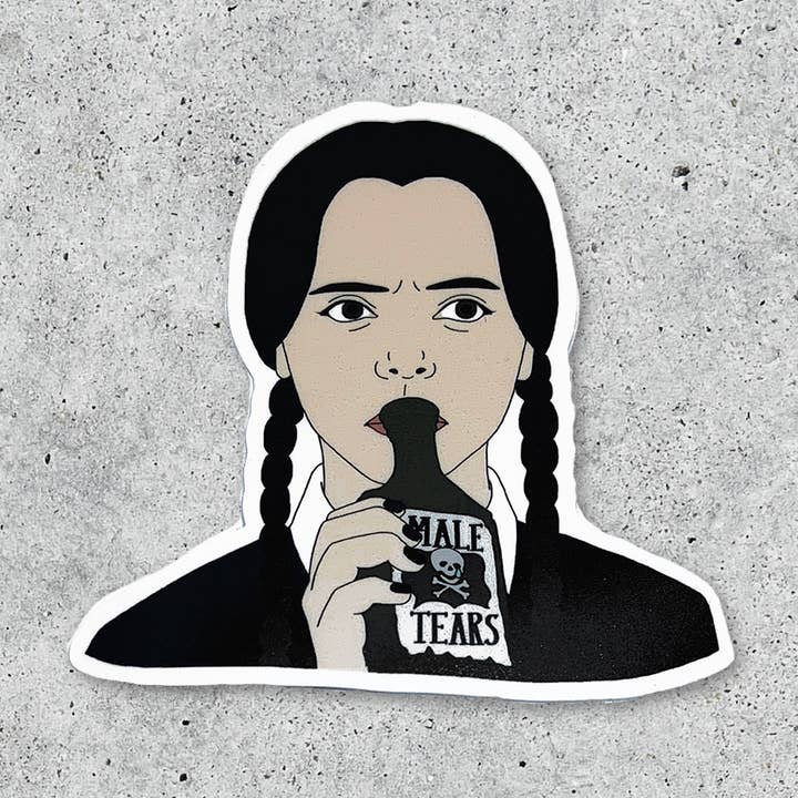The Addams Family Wednesday Male Tears vinyl sticker for wholesale by Citizen Ruth