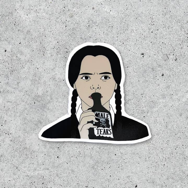 The Addams Family Wednesday Male Tears vinyl sticker for wholesale by Citizen Ruth