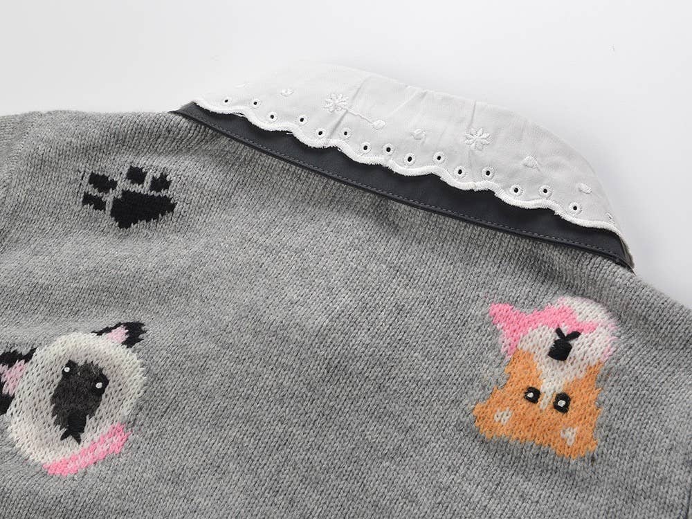 Cinza Conjunto de Outono 2025 de Cardigã e Saia de Malha Bordada SET244 para venda a revendedores na Faire11