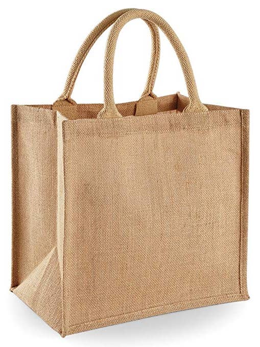 Jute Burlap Tote Bags w/ Cotton Handles for wholesale by Weprintbags