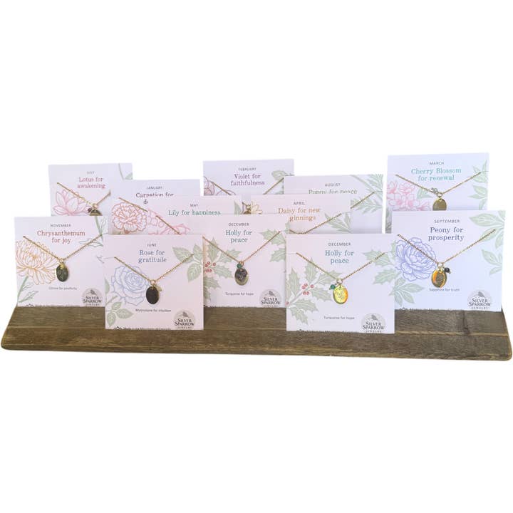 Birth Flower Necklace Box Set for wholesale by Silver Sparrow Jewelry