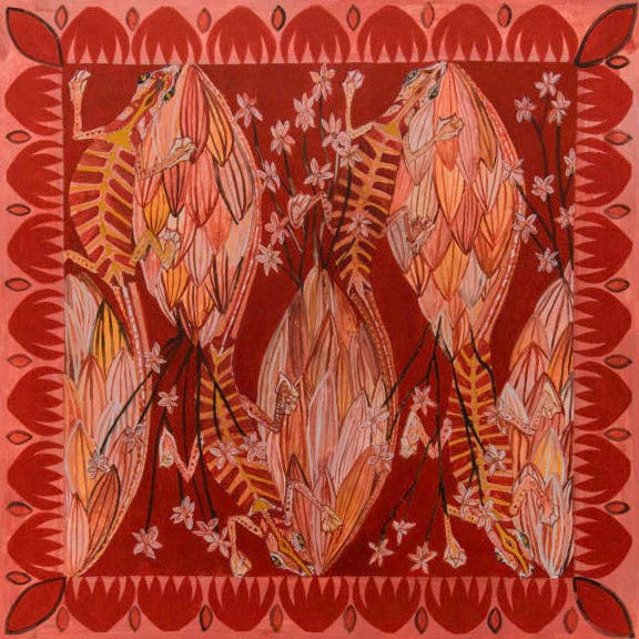 Aloe and Gecko Silk Scarf for wholesale by Norton and Hodges