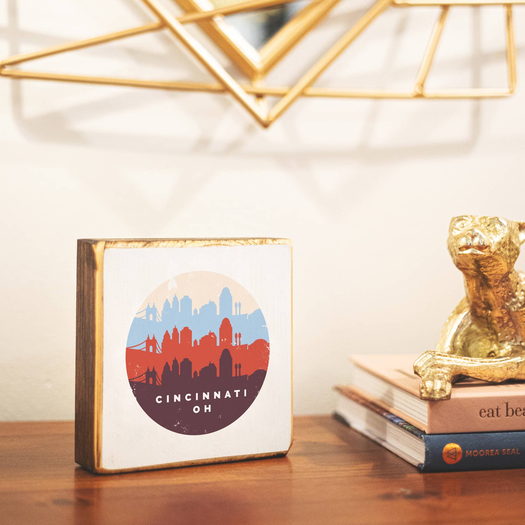 ARCHd – wholesale Art print – Cincinnati, Ohio, Retro Skyline - Wood Art1