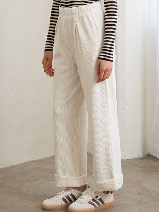 Heyson - Wholesale Pants - Women's - LP1017 High-Waisted Pleated Corduroy Pants