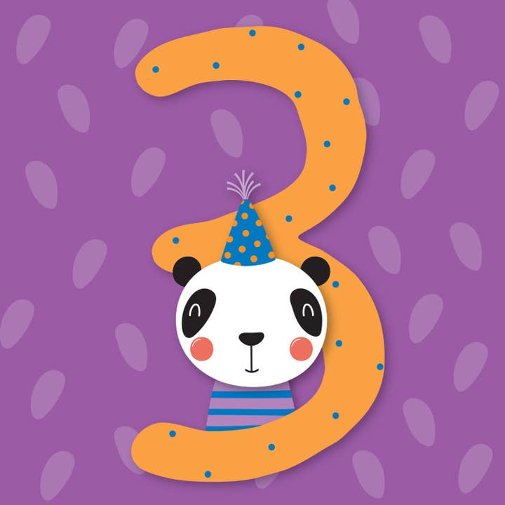 PA03 Carte de voeux pour 3e anniversaire Motif panda pour la vente par Dyson Design