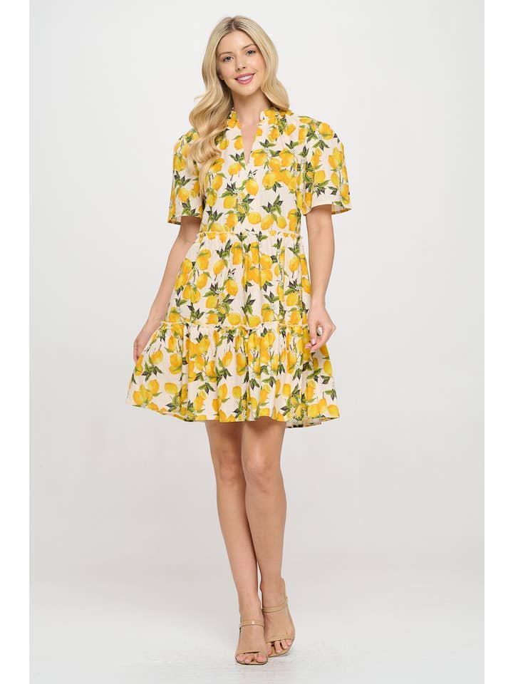 SM WARDROBE - Wholesale Dress - Women's - JUICY LEMON PRINT DRESS