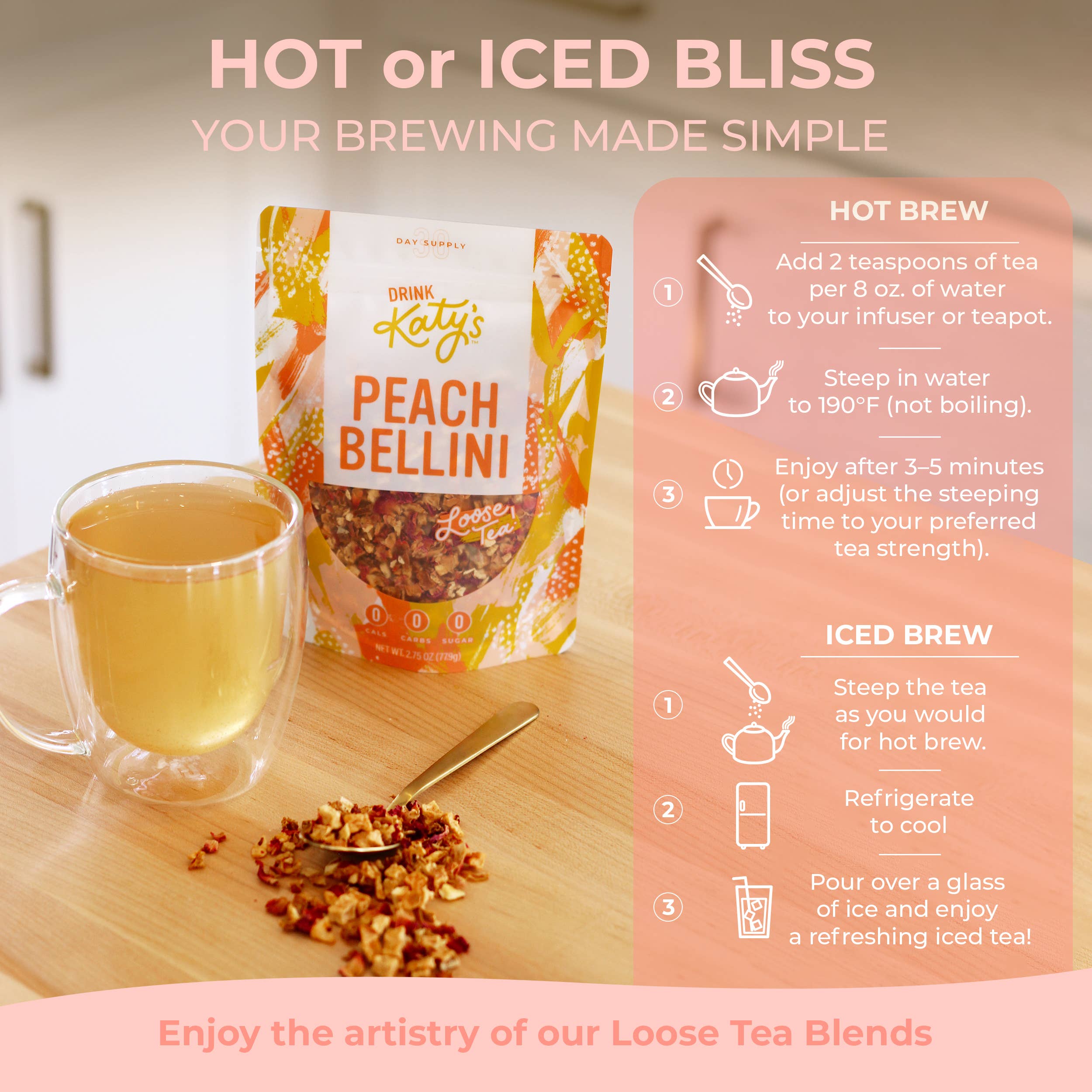 Drink Katy's® - Wholesale Loose Tea - Peach Bellini Loose Tea4