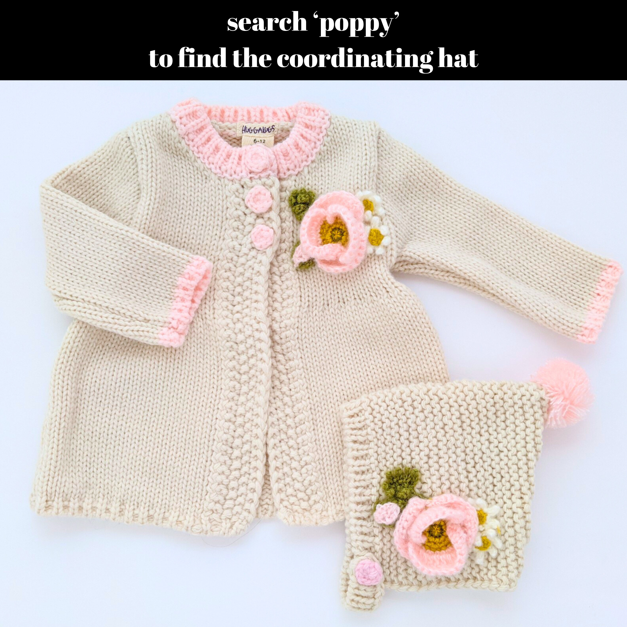 Huggalugs - Vente Pull en maille – bébé - Pull en tricot à la main Poppy naturel pour bébés et tout-petits3
