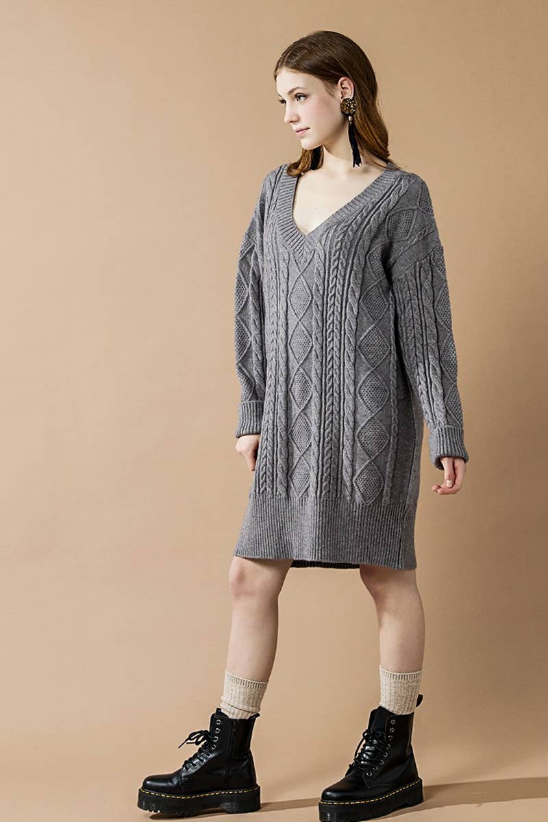 noflik - Wholesale Dress - Women's -  IND1023 Cable Knit Dress-12pcs Pack $4.99/unit (71%OFF)10