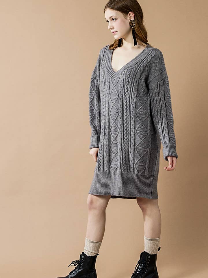 noflik - Wholesale Dress - Women's - IND1023 Cable Knit Dress-12pcs Pack $4.99/unit (71%OFF)10