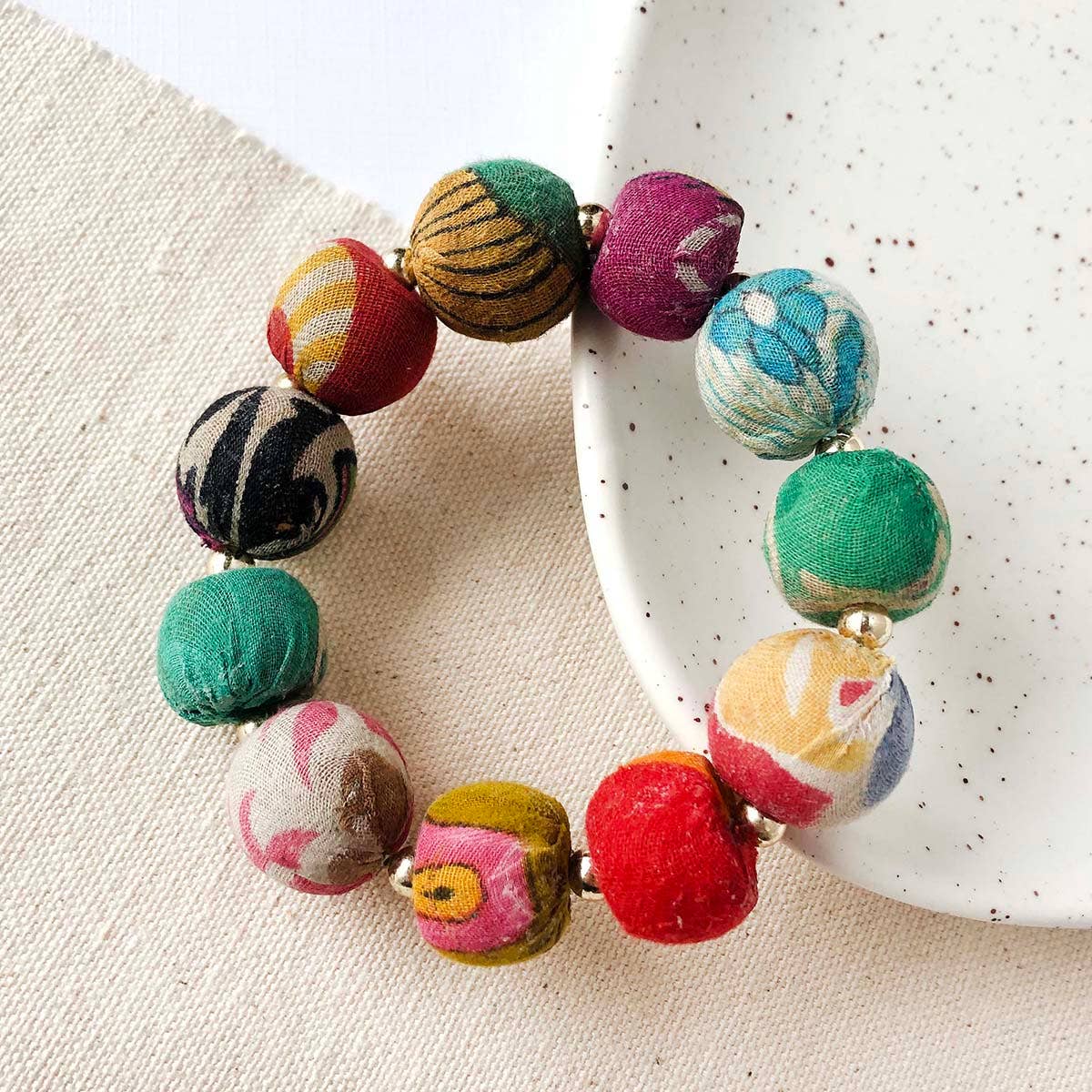 WorldFinds - Wholesale Beaded Bracelet - Large Kantha Bauble Bracelet1