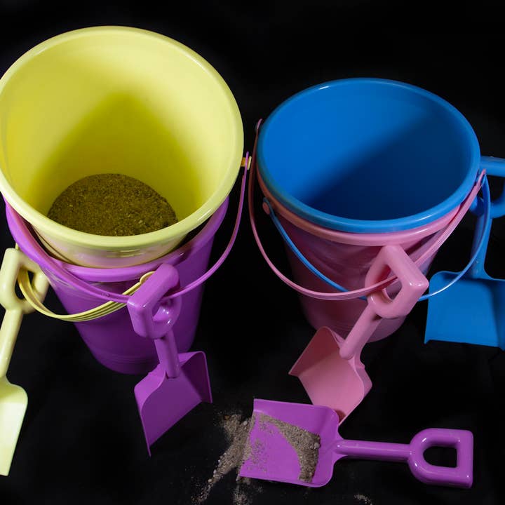 Large Assorted Pastel Plastic Pail and Shovel set for wholesale by Cold River Mining