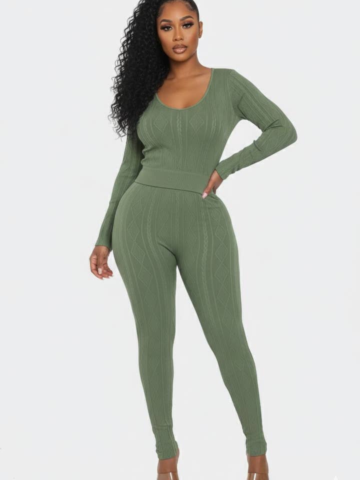 2-delt diamanttekstureret sæt med lange ærmer for engroshandel hos To Star