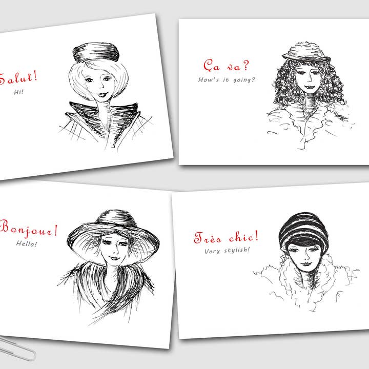 Bonjour Note Set for wholesale by Shades of Expression Designs