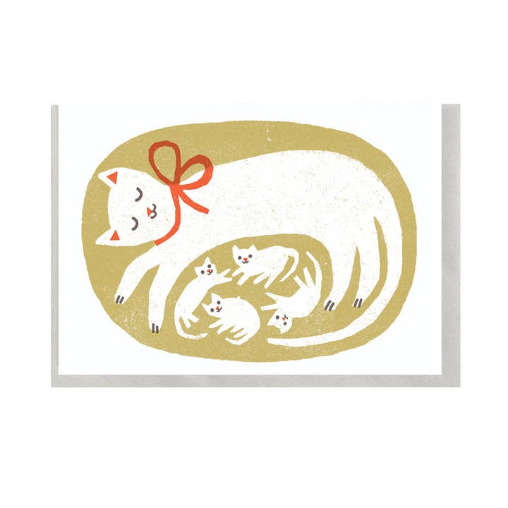 Cat and Kittens A6 Card for wholesale by The Printed Peanut Homeware & Stationery