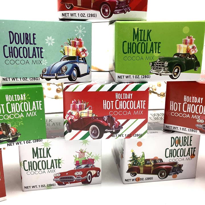 All Little Cute Things - Wholesale Hot Cocoa Mix/Kit - Hot Cocoa Mix Assortment of Vintage Cars Flavored Chocolate