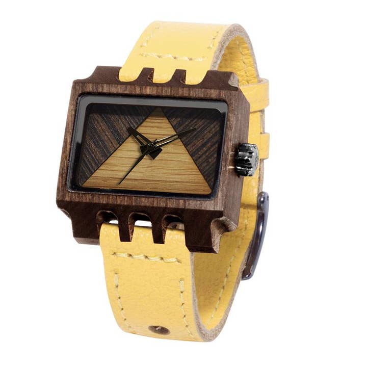 Relógio Lenzo Yellow Pui Timber 2 U por atacado de Mistura Timepieces