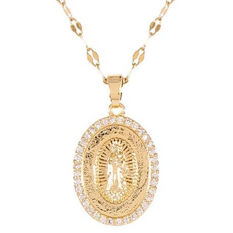 Diacly - Wholesale Pendant/charm necklace - Virgin Mary Guadalupe Gold Plated Religious Pendant Necklace