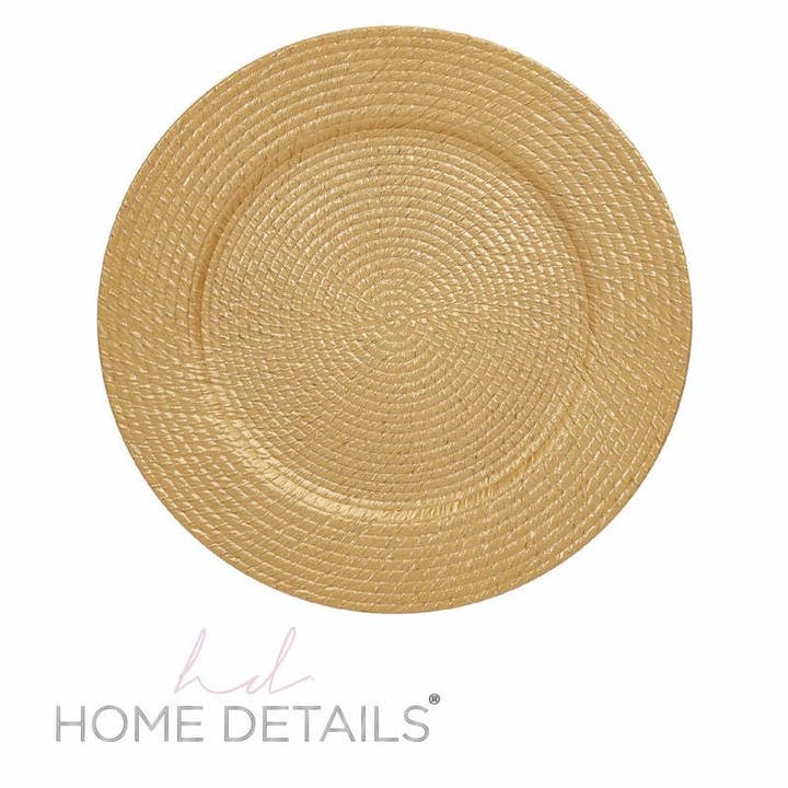 13" Gold Weben Runder Kunststoff-Ladeteller | 1 Ladeteller für den Großhandel von Luxe Party