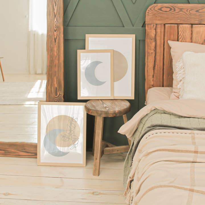 Boho Moon & Sun Art Print, Abstract Celestial Art Print for wholesale by Abate Graphics