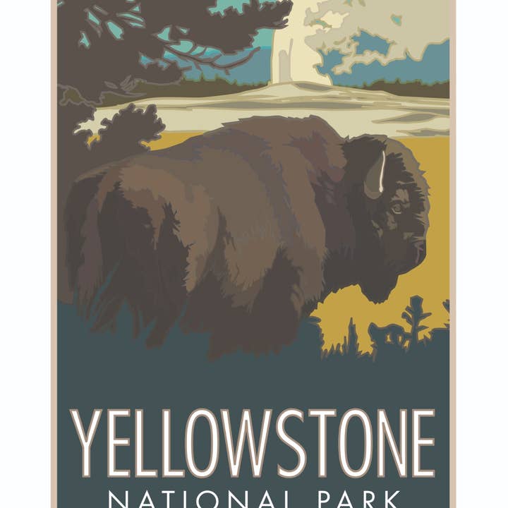 Parque Nacional de Yellowstone, Wyoming - Bisontes 250º - Pósters para venta al por mayor de Travel Posters by M&W Design Co.