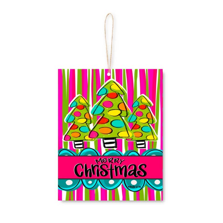 Funky Striped Christmas Tree Trio Ornament for wholesale by Baxter & Me