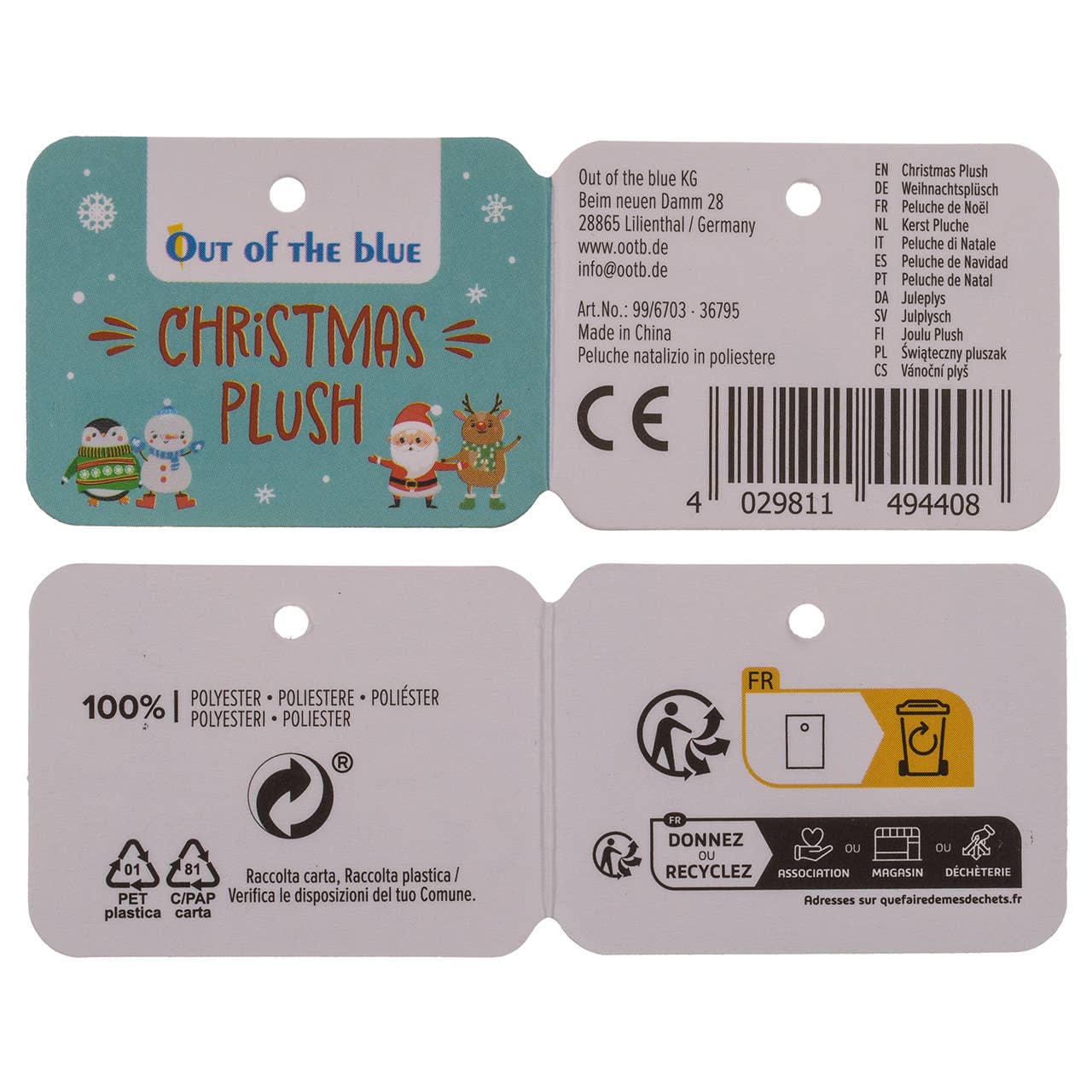 Wurm - Wholesale Gag Gift/Novelty Gift - Christmas plush, cute animals, 4-pack, 12 pieces on display3