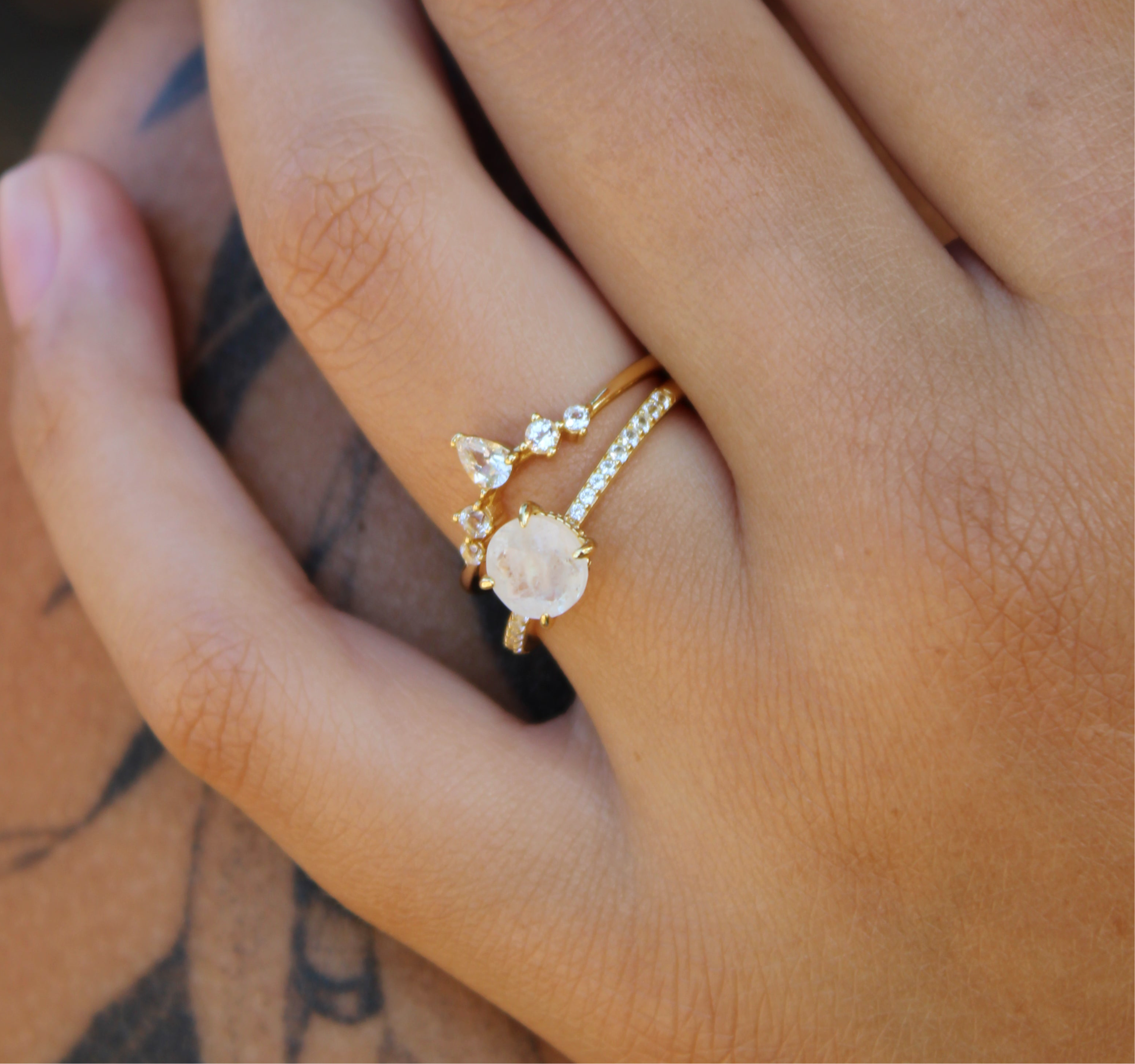 Vivian Grace Jewelry - Wholesale Single Stone/Solitaire Ring - Ava Moonstone & Topaz Ring Set20