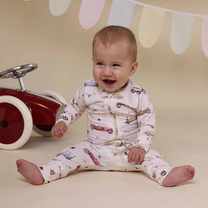 Snuggle Hunny - Wholesale Jumpsuit – Baby - Vintage Cars Organic Snugglesuit Convertible Romper3