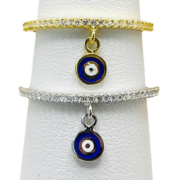 925 Sterling Silver Evil Eye Stone Ring for wholesale by Loli