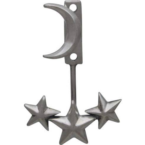 Nina Designs - Wholesale Stud/Post Earrings - Sterling Silver Moon and Star Ear Jackets 17x13mm