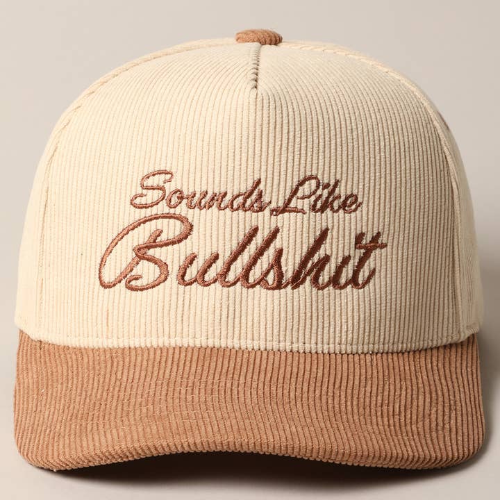 Fashion City - Wholesale Trucker Hat - Unisex - Sounds like Bullshit Corduroy Trucker Baseball Cap