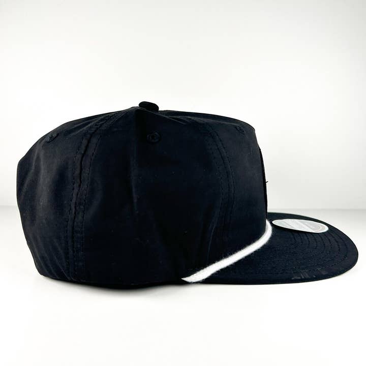 Field Trip Threads - Wholesale Flat Brim Cap - Men's - Live Fast Surf Slow Embroidered Patch Black Rope Hat Surfing