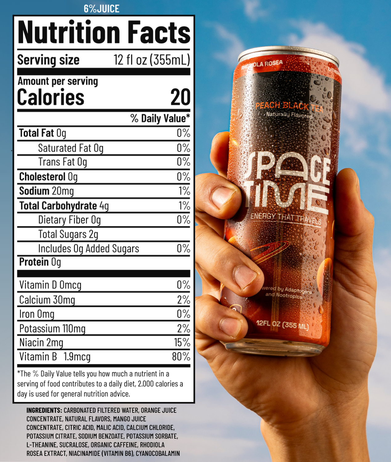 SpaceTime - Wholesale Soda/Carbonated Drink - PEACH TEA - (12 Pack)1