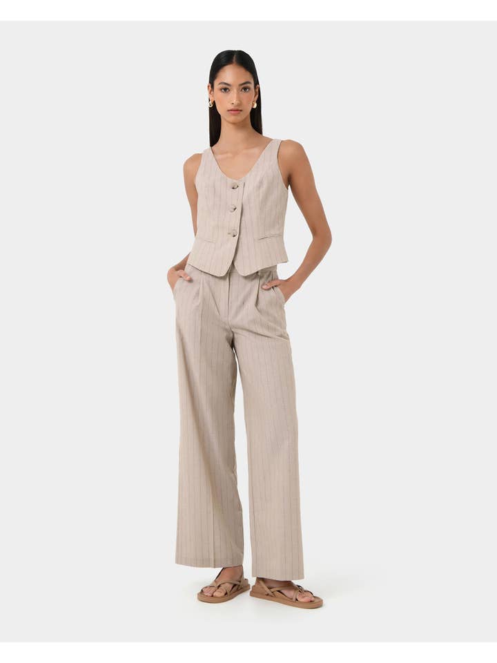 Forcast - Wholesale Pants - Women's - Forcast Women's Ria Stripe Cotton Blend Pants