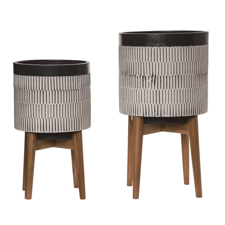 Transpac - Wholesale Plant Pot - CLOSEOUT Metal 21.65" Everyday Pattern Planters Set of 2