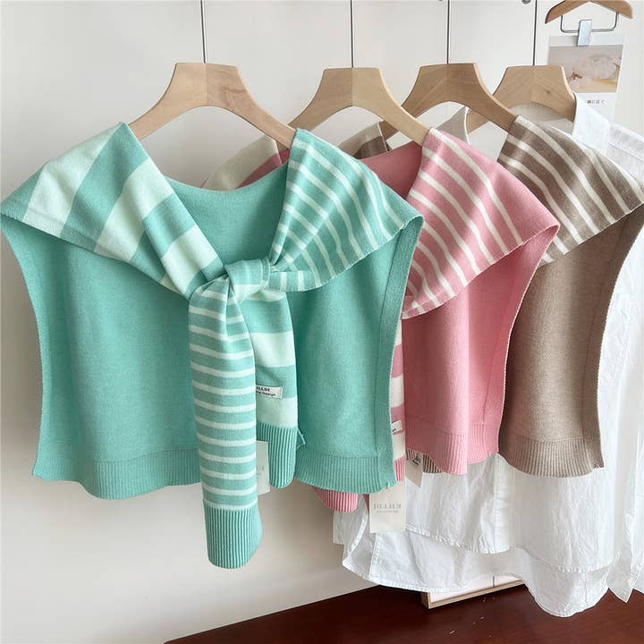 ACCITY - Wholesale Scarf - Women's - Striped Knit Shawl – Neck & Shoulder Wrap_CWASC0843
