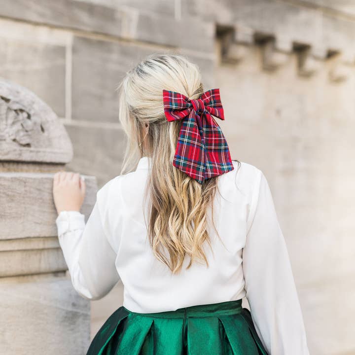 Grace & Grandeur - Wholesale Hair Bow - Women's - HOLIDAY '24: Grace & Grandeur Tartan Lucy Bow Barrette