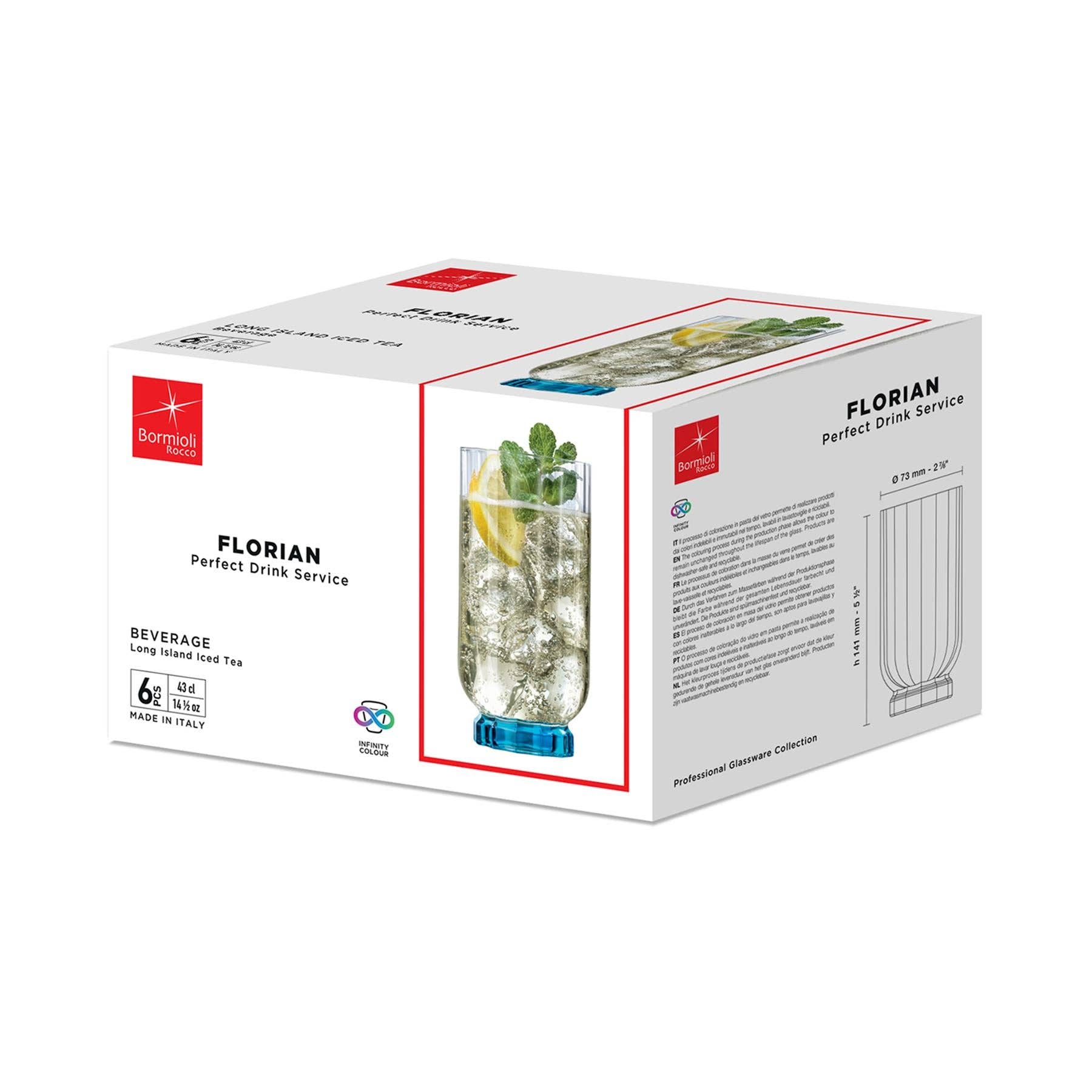 Rinkit Ltd - Wholesale Cocktail/Liquor Glass - 430ml Florian Highball Glass - By Bormioli Rocco10