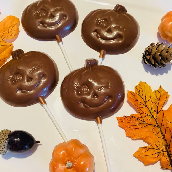 Chocolade pompoenen voor wholesale door Bespoke Chocolates of Cambridge