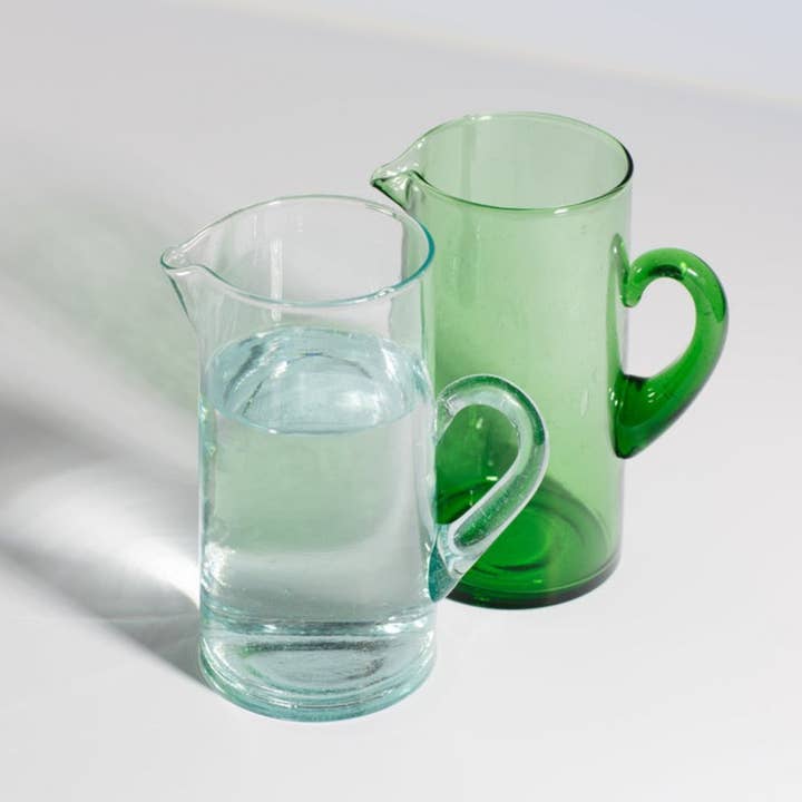 Casablanca Market - Wholesale Pitcher - Moroccan Hand Blown Pitcher with Handle, Green
