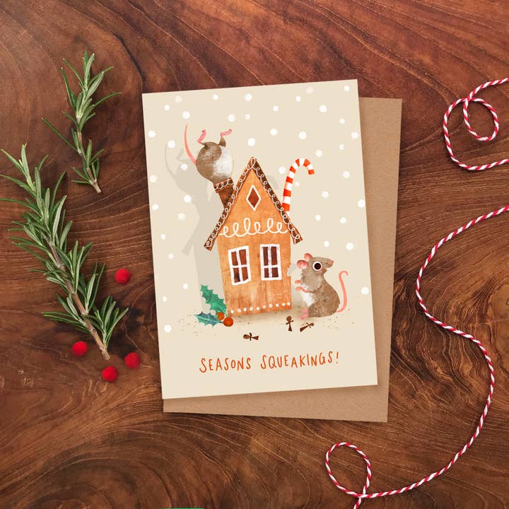 Emily Nash Illustration Greeting Cards - Wholesale Christmas Card - Christmas Mice Greeting Card Multipack x 8 | Cute Mouse Card5