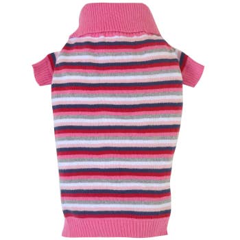 Polo Neck Knit Sweater - Rosie Pink Stripe for wholesale by DoggyDolly Australia/NZ