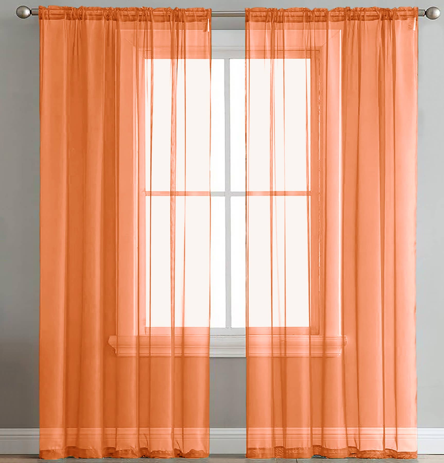 home mart goods - Wholesale Curtain - 84" Long, 2 Panels - Sheer Window Rod Pocket Curtain Set15