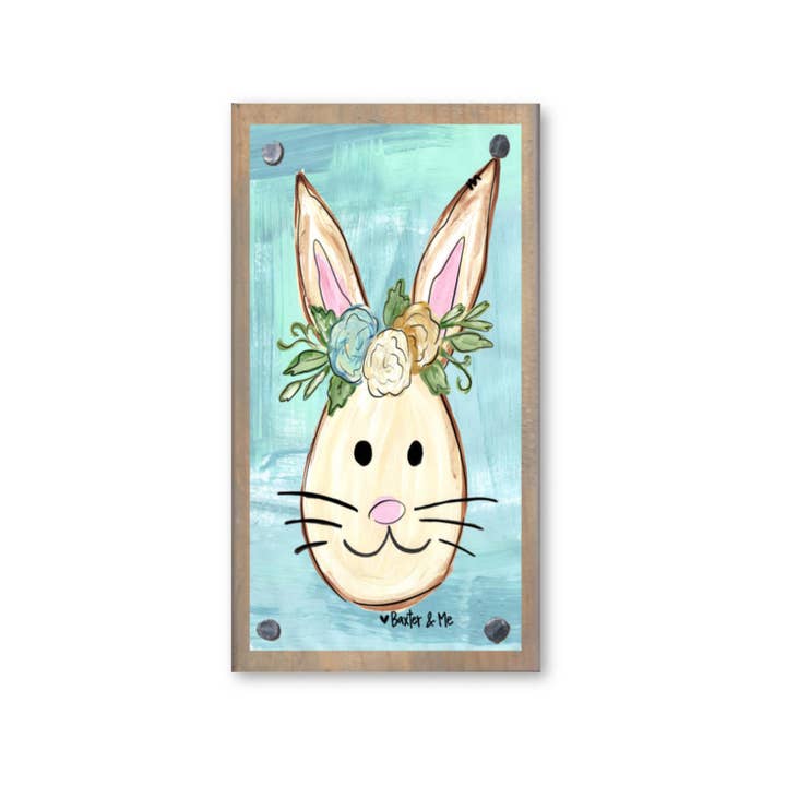 Baxter & Me - Wholesale Decorative Tabletop Object - Bunny Driftwood Happy Block