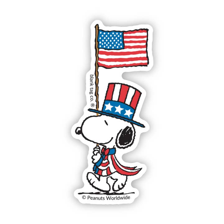 Peanuts® Waterproof Sticker - Patriotic Snoopy for wholesale by Blank Tag Co. - Waterproof Stickers