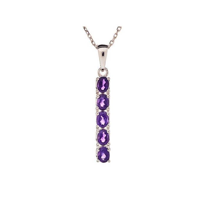 Pendentif améthyste violette ovale, argent 925, 2+0,7 cm pour la vente par OPALOOK France
