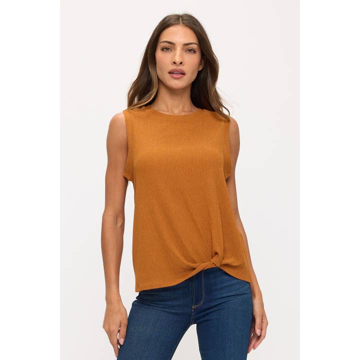 SCOOP NECK KNIT CREPE TWIST SIDETANK for wholesale by Perseption