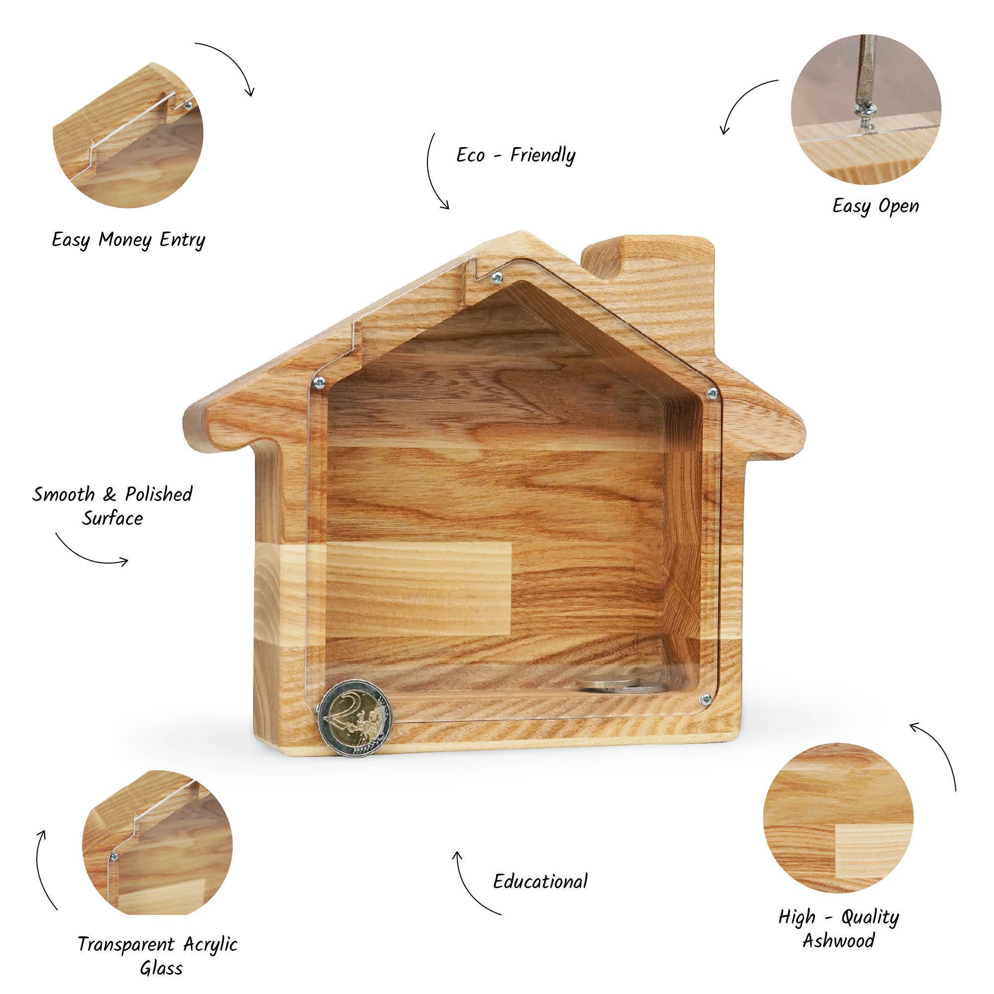 PromiDesign - Wholesale Money/Piggy Bank - Wooden Piggy Bank, House Shaped Money Box8